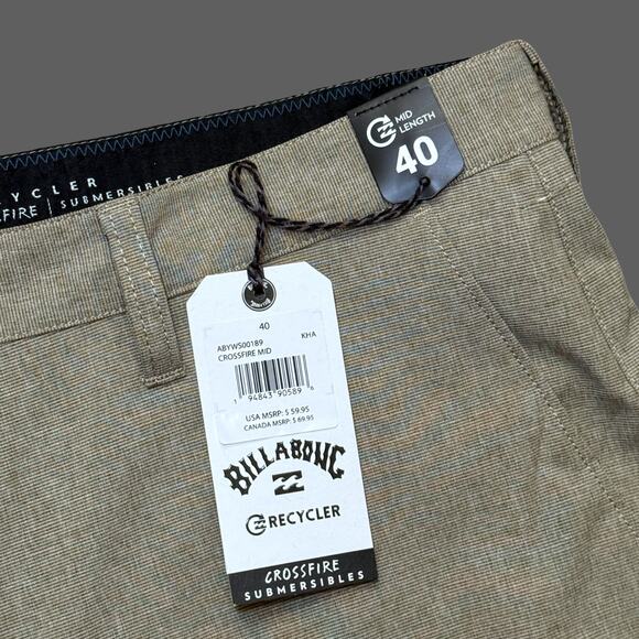 Billabong Crossfire Mid Hybrid Shorts Khaki Size 40 NWT Mens - Picture 5 of 8
